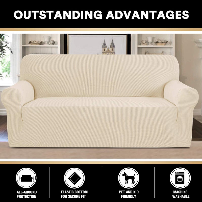 PrinceDeco Couch Covers for 3 Cushion Couch Sofa Pet Friendly Extra Large Couch Cover for Oversized Sofa Washable Furniture Protector Fitted Sofa Slipcovers Stay in Place(XL Sofa, Biscotti Beige) - Image 5